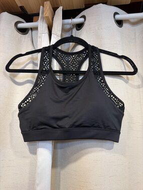 Black Lace-Back Sports Bra